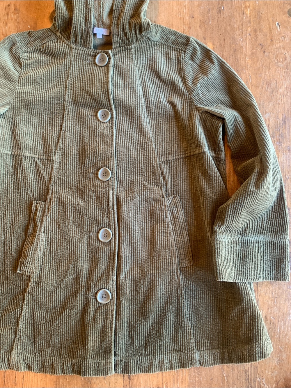 Habitat Olive Green Corduroy Hooded Coat - Picture 14 of 16